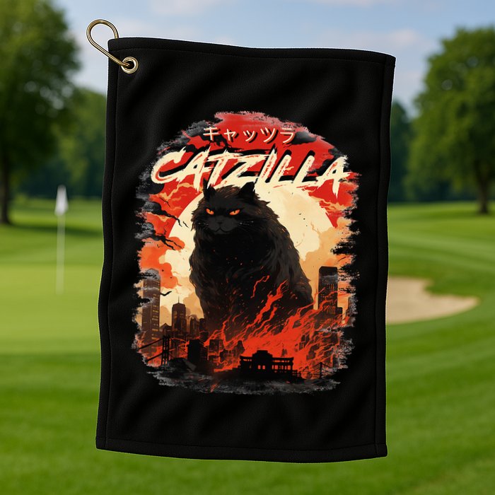 Funny Cat Lover Catzilla Cat Humor Cat Golf Towel
