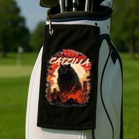 Funny Cat Lover Catzilla Cat Humor Cat Golf Towel
