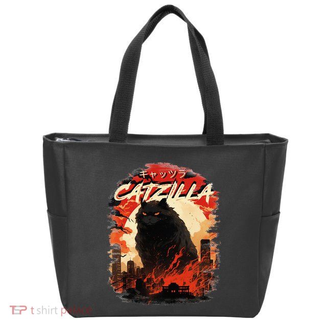 Funny Cat Lover Catzilla Cat Humor Cat Zip Tote Bag