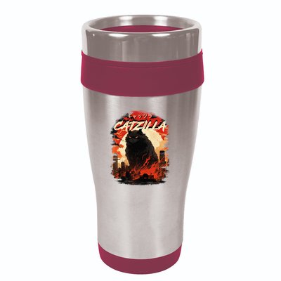Funny Cat Lover Catzilla Cat Humor Cat 16oz Travel Tumbler