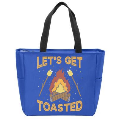 Funny Camping Lets Get Toasted Meaningful Gift Zip Tote Bag