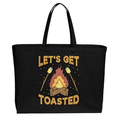 Funny Camping Lets Get Toasted Meaningful Gift Cotton Canvas Jumbo Tote