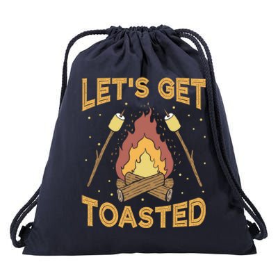 Funny Camping Lets Get Toasted Meaningful Gift Drawstring Bag