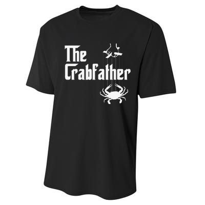 Funny Crab Lover Crabbing The Crabfather Crabber Performance Sprint T-Shirt