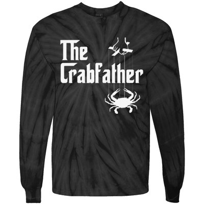 Funny Crab Lover Crabbing The Crabfather Crabber Tie-Dye Long Sleeve Shirt