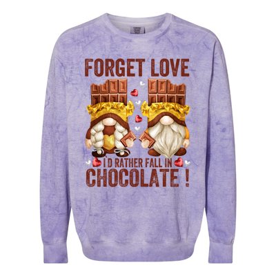 Funny Chocolate Lover Gnome Funny Gift Anti Valentines Day Great Gift Colorblast Crewneck Sweatshirt