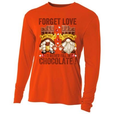 Funny Chocolate Lover Gnome Funny Gift Anti Valentines Day Great Gift Cooling Performance Long Sleeve Crew