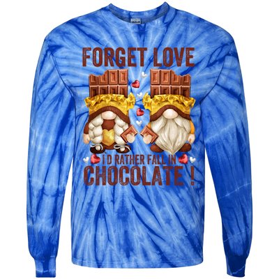 Funny Chocolate Lover Gnome Funny Gift Anti Valentines Day Great Gift Tie-Dye Long Sleeve Shirt