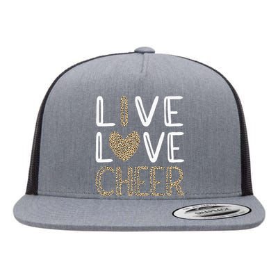 Funny Cheerleading Leopard Cheetah Print Love Cheer Flat Bill Trucker Hat