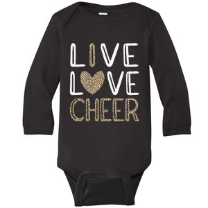 Funny Cheerleading Leopard Cheetah Print Love Cheer Baby Long Sleeve Bodysuit