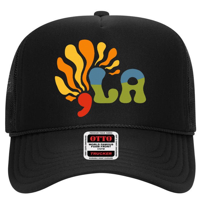 Funny Comma La Kamala Harris Punctuation La High Crown Mesh Back Trucker Hat