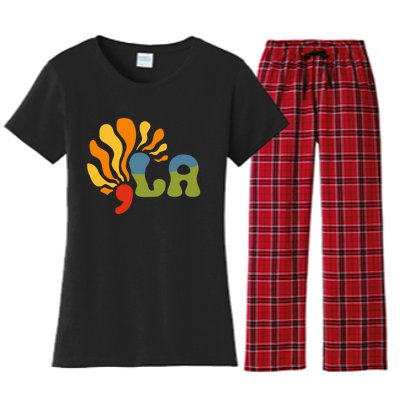 Funny Comma La Kamala Harris Punctuation La Women's Flannel Pajama Set