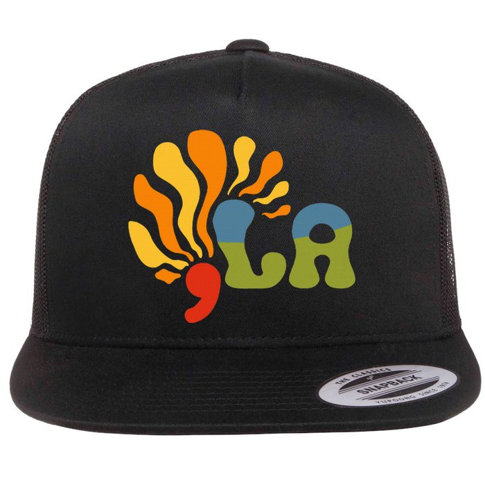 Funny Comma La Kamala Harris Punctuation La Flat Bill Trucker Hat