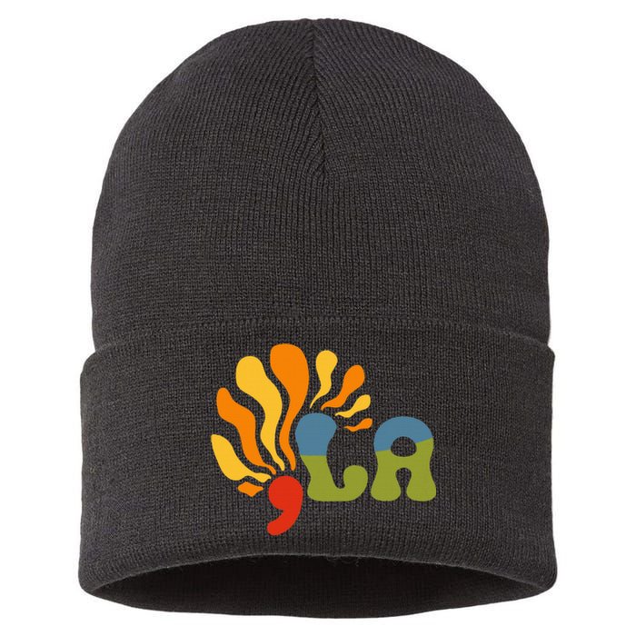 Funny Comma La Kamala Harris Punctuation La Sustainable Knit Beanie