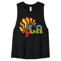 Funny Comma La Kamala Harris Punctuation La Women's Racerback Cropped Tank