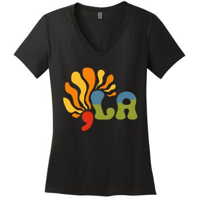 Funny Comma La Kamala Harris Punctuation La Women's V-Neck T-Shirt