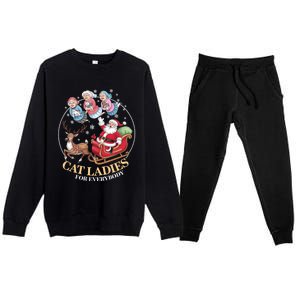 Funny Cat Ladies For Everybody Christmas Sleigh Santa Claus Gift Premium Crewneck Sweatsuit Set