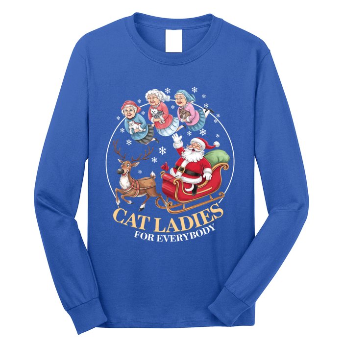 Funny Cat Ladies For Everybody Christmas Sleigh Santa Claus Gift Long Sleeve Shirt