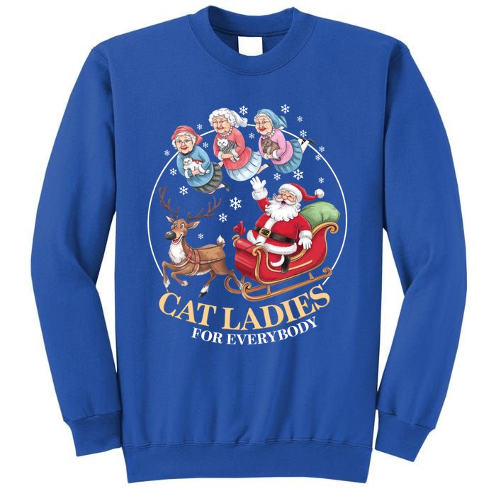 Funny Cat Ladies For Everybody Christmas Sleigh Santa Claus Gift Sweatshirt