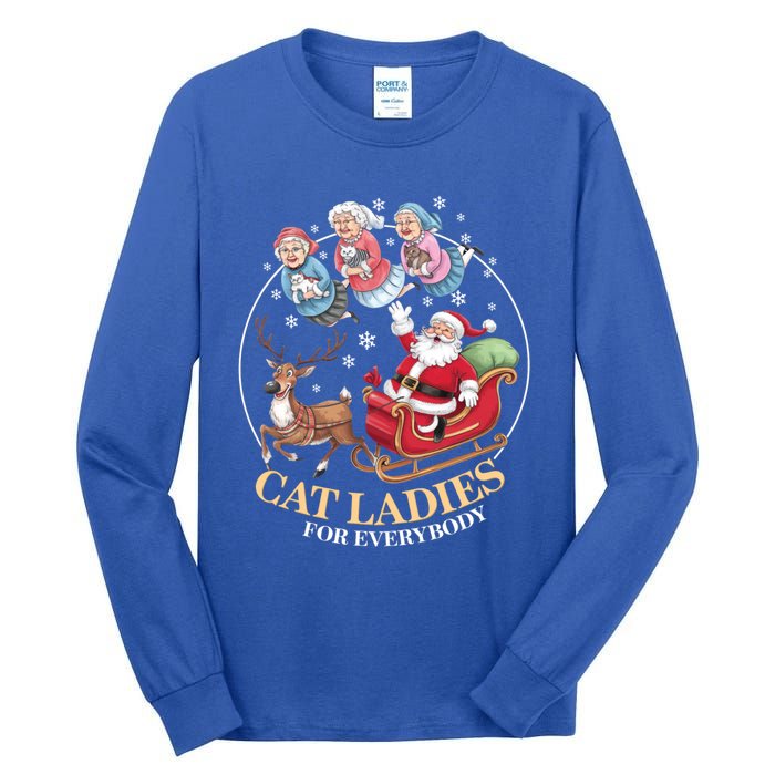 Funny Cat Ladies For Everybody Christmas Sleigh Santa Claus Gift Tall Long Sleeve T-Shirt