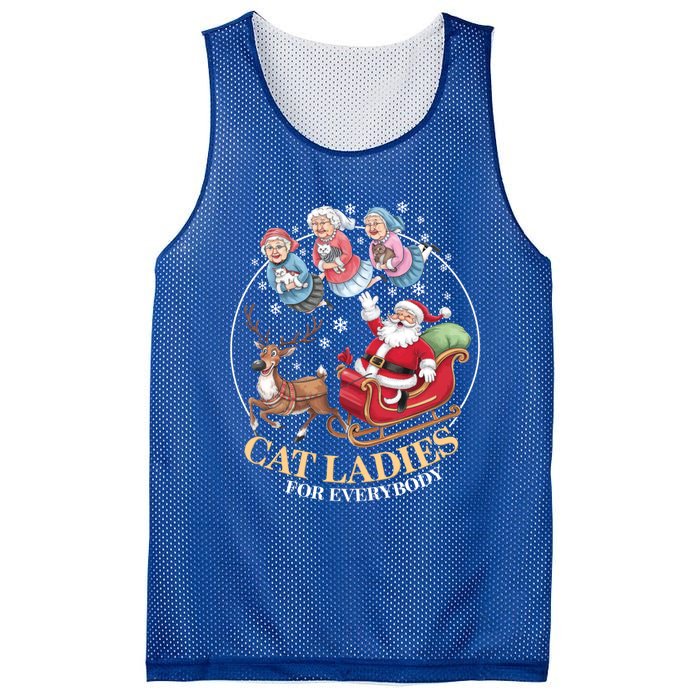 Funny Cat Ladies For Everybody Christmas Sleigh Santa Claus Gift Mesh Reversible Basketball Jersey Tank