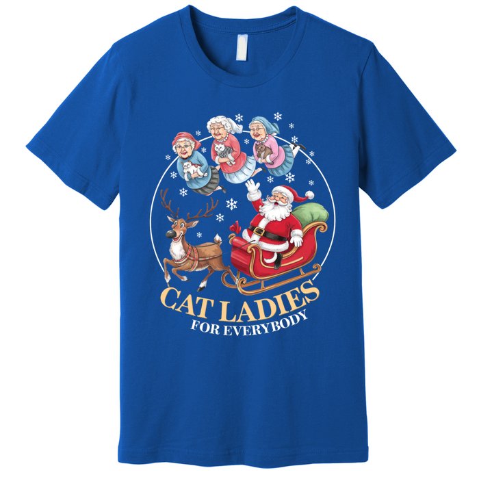 Funny Cat Ladies For Everybody Christmas Sleigh Santa Claus Gift Premium T-Shirt