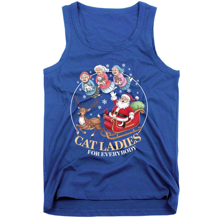 Funny Cat Ladies For Everybody Christmas Sleigh Santa Claus Gift Tank Top