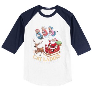 Funny Cat Ladies For Everybody Christmas Sleigh Santa Claus Gift Baseball Sleeve Shirt