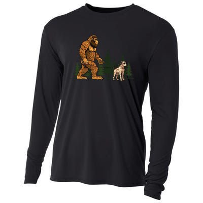 Funny Catahoula Leopard Bigfoot Dog Walking Dog Mom Dad Cooling Performance Long Sleeve Crew