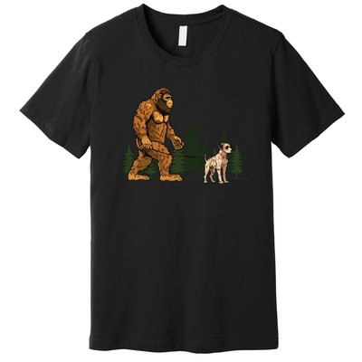 Funny Catahoula Leopard Bigfoot Dog Walking Dog Mom Dad Premium T-Shirt