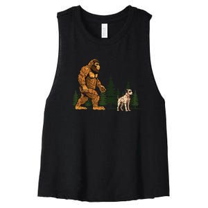 Funny Catahoula Leopard Bigfoot Dog Walking Dog Mom Dad Women's Racerback Cropped Tank