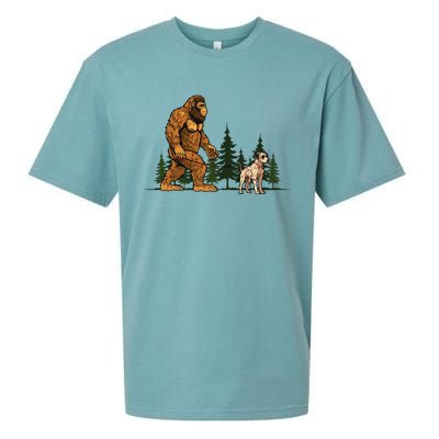 Funny Catahoula Leopard Bigfoot Dog Walking Dog Mom Dad Sueded Cloud Jersey T-Shirt