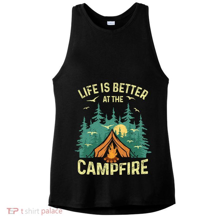Funny Camping Lover Design For Camping Vacationist Ladies PosiCharge Tri-Blend Wicking Tank