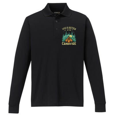 Funny Camping Lover Design For Camping Vacationist Performance Long Sleeve Polo