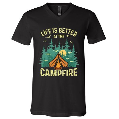 Funny Camping Lover Design For Camping Vacationist V-Neck T-Shirt