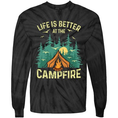 Funny Camping Lover Design For Camping Vacationist Tie-Dye Long Sleeve Shirt