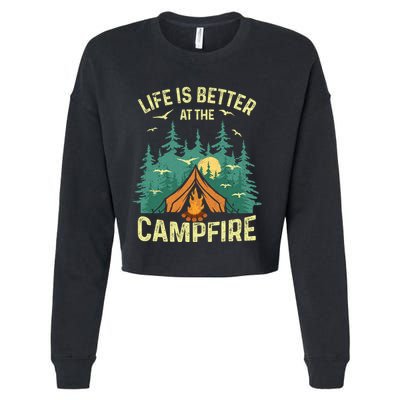 Funny Camping Lover Design For Camping Vacationist Cropped Pullover Crew