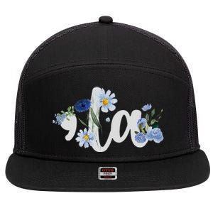 Flower Comma La Kamala Harris For President 2024 Election 7 Panel Mesh Trucker Snapback Hat