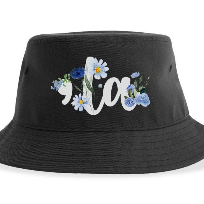 Flower Comma La Kamala Harris For President 2024 Election Sustainable Bucket Hat