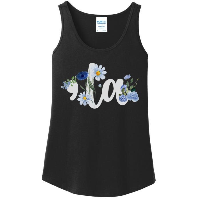 Flower Comma La Kamala Harris For President 2024 Election Ladies Essential Tank