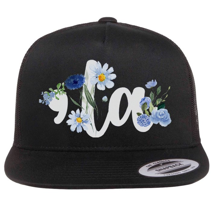 Flower Comma La Kamala Harris For President 2024 Election Flat Bill Trucker Hat