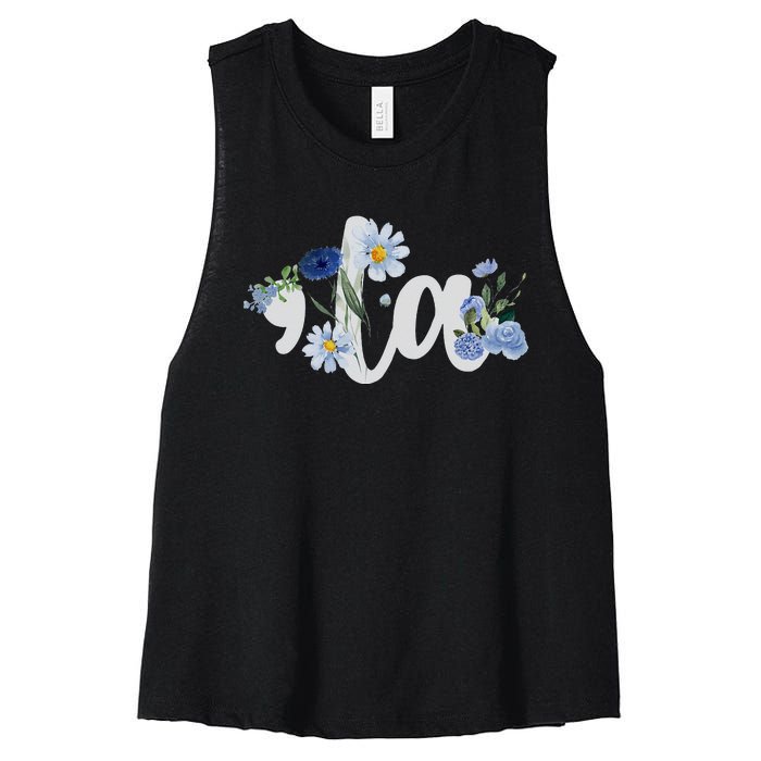 Flower Comma La Kamala Harris For President 2024 Election Women's Racerback Cropped Tank