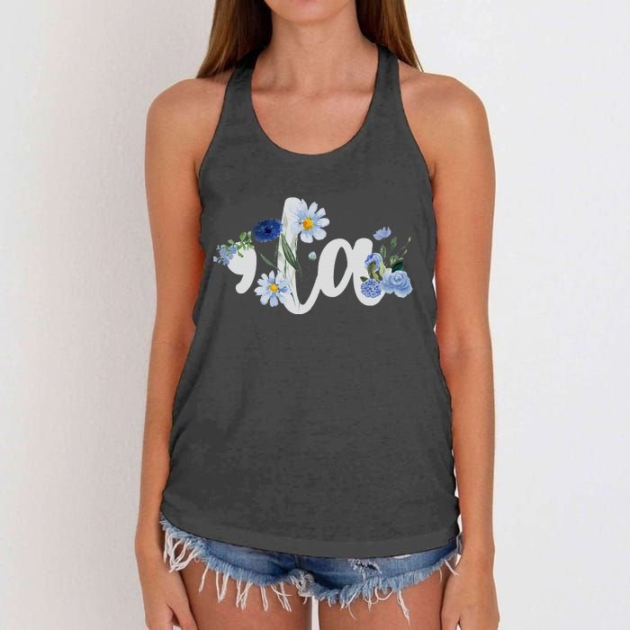 Flower Comma La Kamala Harris For President 2024 Election Women's Knotted Racerback Tank