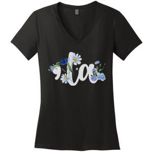 Flower Comma La Kamala Harris For President 2024 Election Women's V-Neck T-Shirt