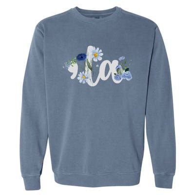 Flower Comma La Kamala Harris For President 2024 Election Garment-Dyed Sweatshirt