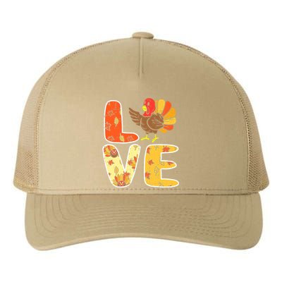 Funny Cute Love Turkey Leaves Autumn Fall Thanksgiving Yupoong Adult 5-Panel Trucker Hat