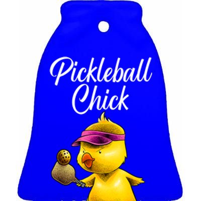 Funny Chick Lover Pickleball Paddle Sport Gift For Girl Ceramic Bell Ornament