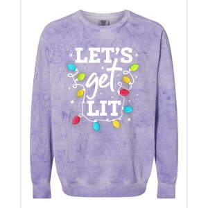 Funny Christmas Lets Get Lit Ing Xmas Holiday Cool Gift Colorblast Crewneck Sweatshirt