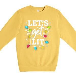 Funny Christmas Lets Get Lit Ing Xmas Holiday Cool Gift Premium Crewneck Sweatshirt