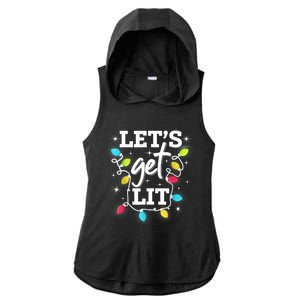 Funny Christmas Lets Get Lit Ing Xmas Holiday Cool Gift Ladies PosiCharge Tri-Blend Wicking Draft Hoodie Tank